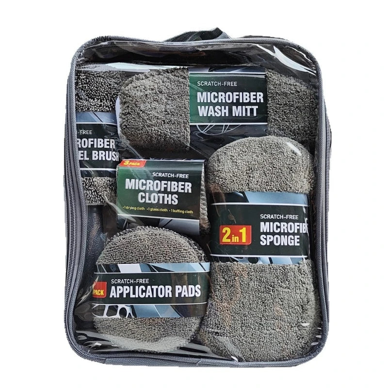 Car Wash 9-piece Set, Car Towel Home Car Beauty Cleaning Gloves Towel Rag Waxing Sponge Wheel Hub Brush