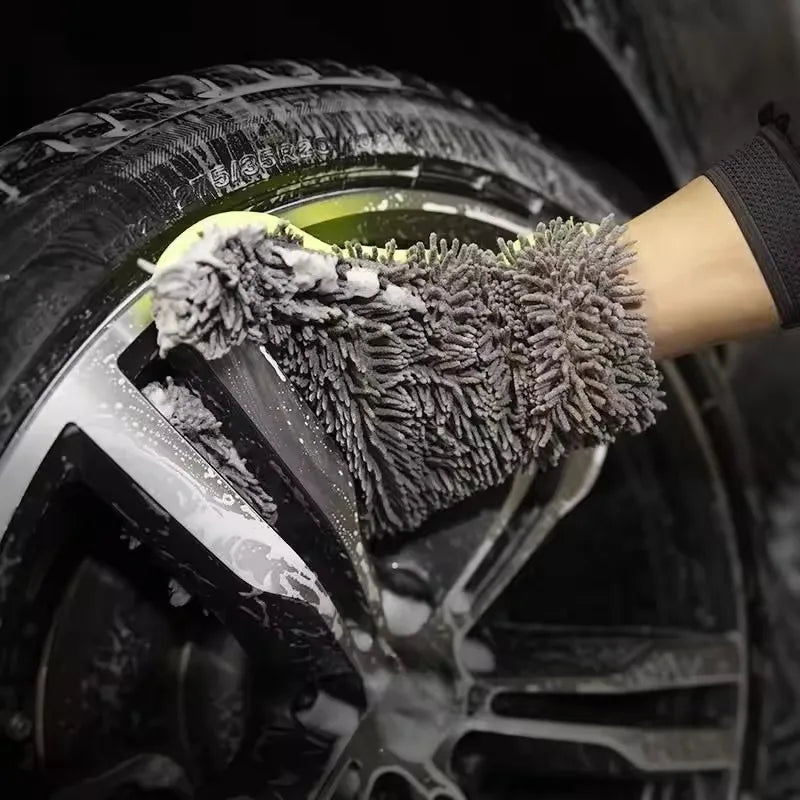 Car Wash Gloves Microfiber Wipe Car Sponge Scratch Free Car Wash Cleaning Coral Velvet Double-Sided Cleaning Tool