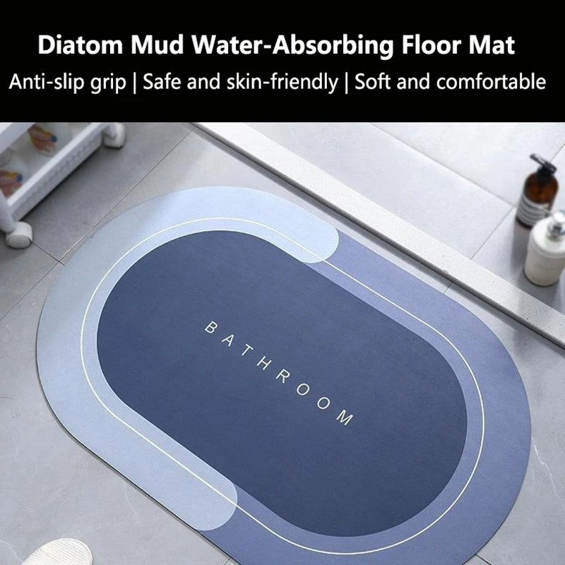 Bathroom Bath Mat Absorbent Anti-slip Diatom Ooze Bath Mats Quick Drying Bath Shower Rug Kitchen Entrance Door Mat Home Floormat