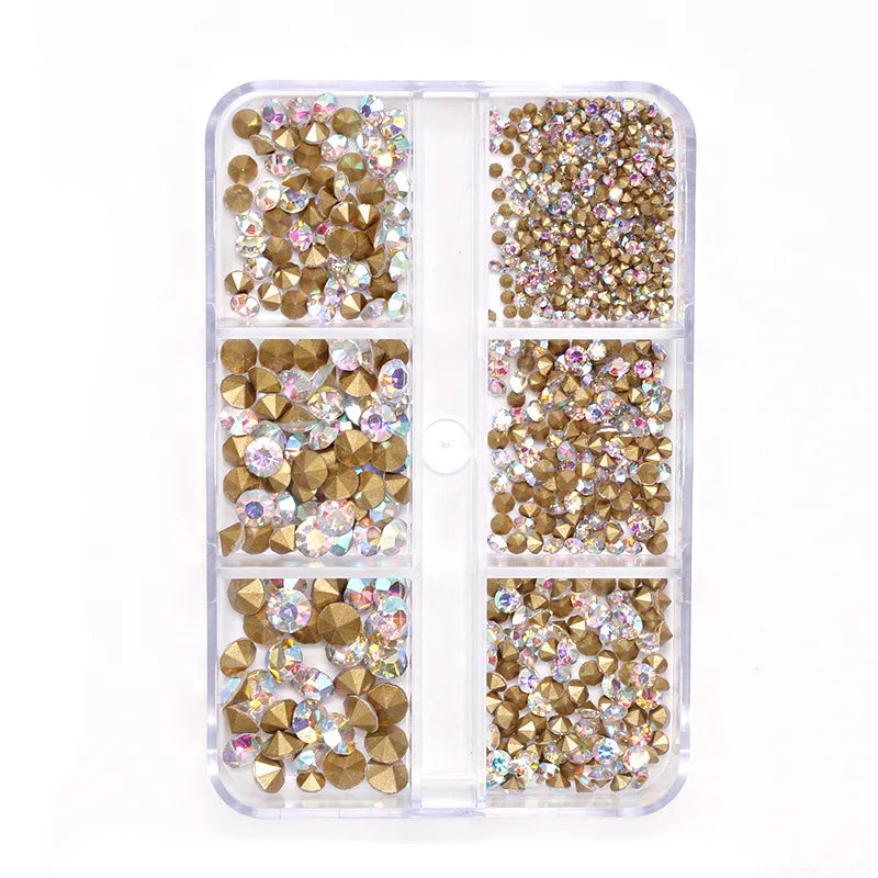 Nail Art Rhinestones Kit 2400pcs Nail Gems Ab Flatback Rhinestones Gems Stones with Storage Organizer for Design Bright Holiday