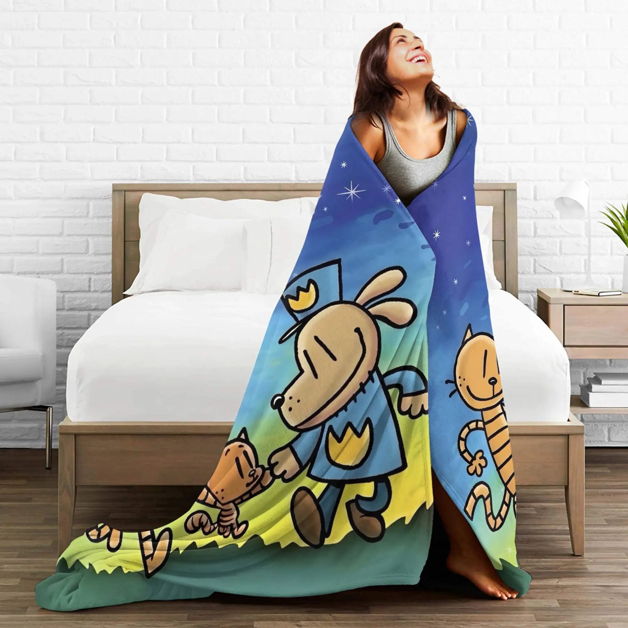Dog Man Dogman Movie Comic Blanket Cartoon Flannel Vintage Warm Throw Blanket for Coverlet Spring/Autumn
