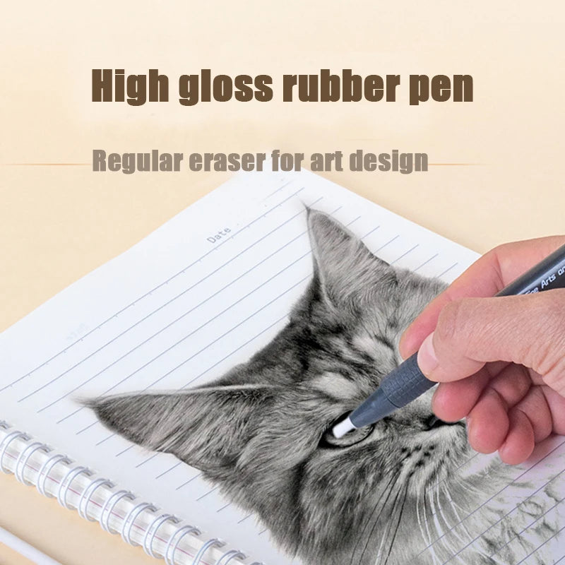 Automatic Pen Style Hard Highlight Sketching Rubber Pen Eraser Set With Replaceable Core Sketching Painting Writing Erase