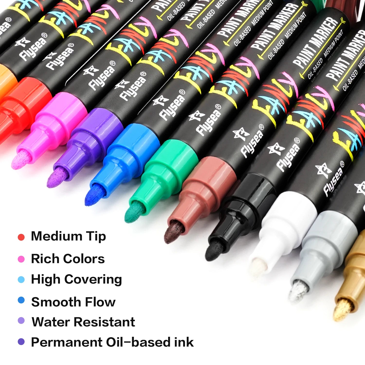 20 Colors Paint Pens Oil-Based Paint Marker Set, Never Fade Quick Dry, Works on Rocks Painting, Wood,  Canvas, Glass, Mugs