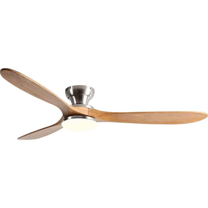 36/42/52inch Low Floor Ceiling Fan Light Remote Control Led Lights Indoor Restaurant Solid Wood Fan Leaves With Fan Chandelier