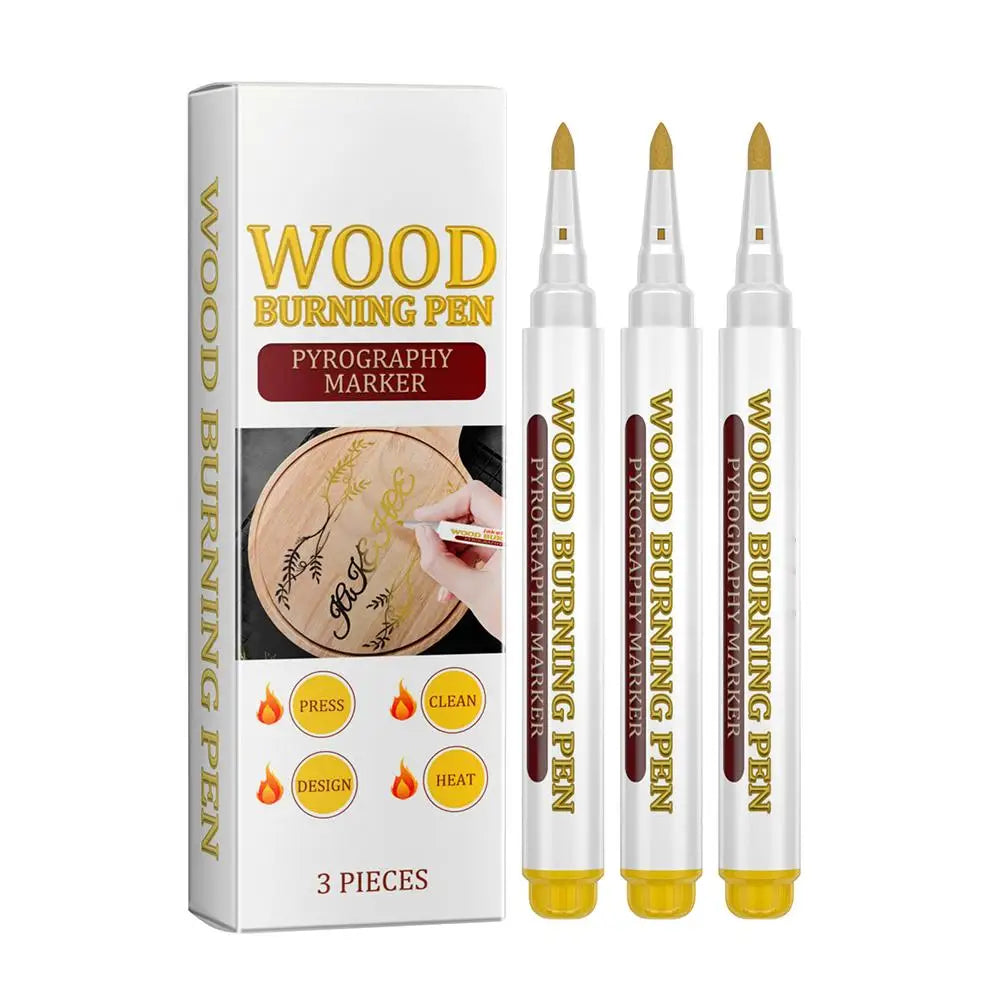 3pcs Wood Burning Pen Scorch Creative Chemical Wood Burned Marker Pyrography Pens for DIY Art Fine Tip Woodworking Marker