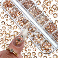 Nail Art Rhinestones Kit 2400pcs Nail Gems Ab Flatback Rhinestones Gems Stones with Storage Organizer for Design Bright Holiday