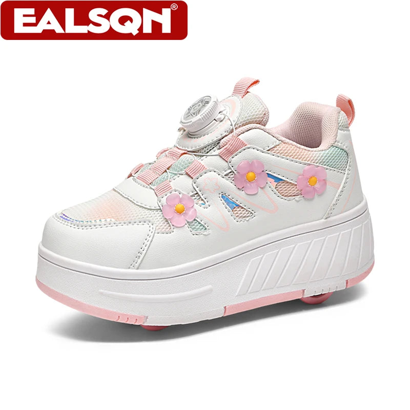 Roller Skates Kids Four Wheels With Sneakers for Girls' Detachable Roller Shoes Breathable Fashin Children Walking Shoes