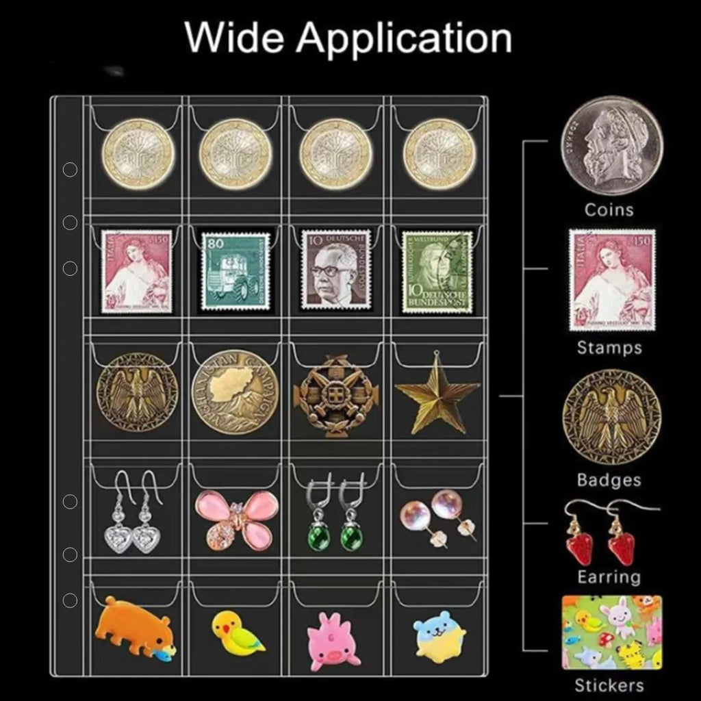 10pcs Coin Collector Storage Pages, 200-Compartment Clear PVC Sheets for Commemorative & Regular Coins, Display & Organize