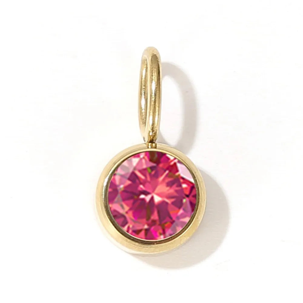 Zirconia Birthstone Pendant 12 Months Color Stone DIY Accessories for Necklace Stainless Steel Jewelry Birthday Gift Wholesale