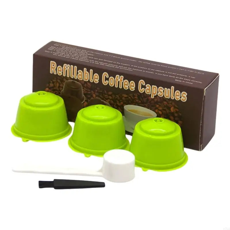 Coffee Pods Filters Set of 3 Reusable Including Cleaning Brush and Spoon Optional Color for Coffee Enthusiasts Present 87HA