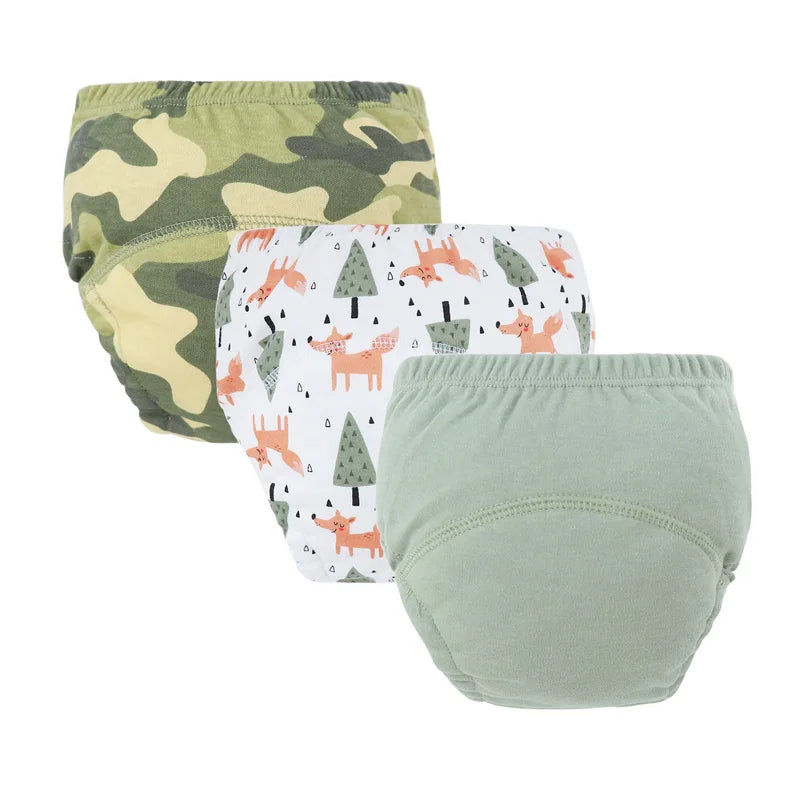 3Pcs Baby Diaper Training Pants for Girls Boys Washable Nappies Infant Cloth Diapers Reusable Kids Underwear Toddler Shorts