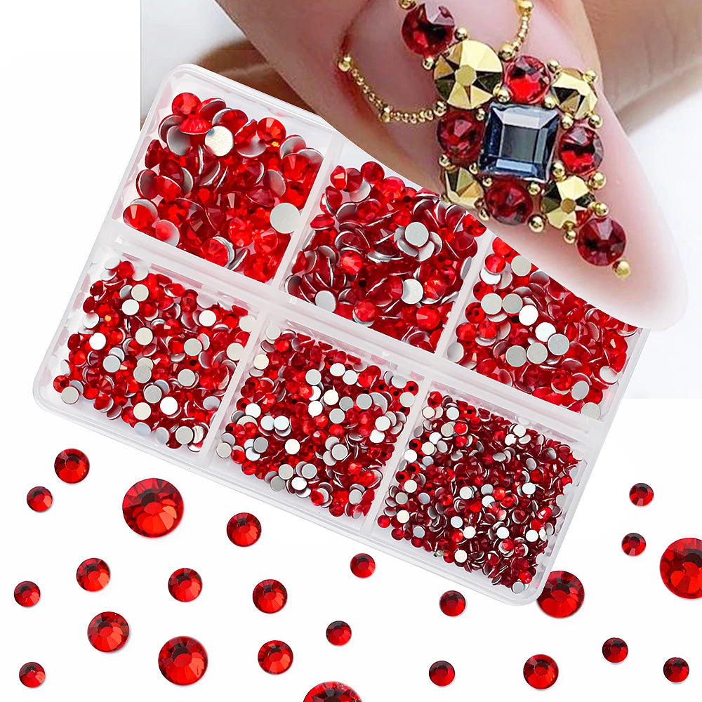 Nail Art Rhinestones Kit 2400pcs Nail Gems Ab Flatback Rhinestones Gems Stones with Storage Organizer for Design Bright Holiday