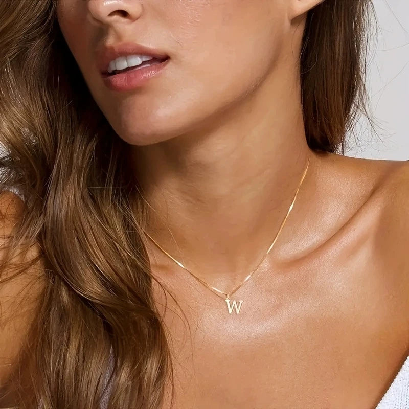 A-Z Initial Necklace 18K Gold Plated Necklace Cute Letter Stainless Steel Necklace for Women Color-preserving letter necklace