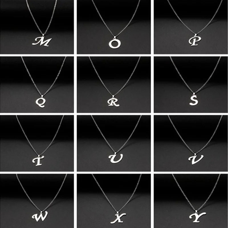 316L Stainless Steel Necklace A To Z 26 Letters Initial Minimalist Necklaces For Women Big Alphabet Pendant Gifts Jewelry gift