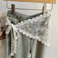 New Triangle Short Skirt Half Skirt Butt Curtain Skirt Lace Trim Small Apron Knitting Lace Stacked Ins Korean Spring Headscarf