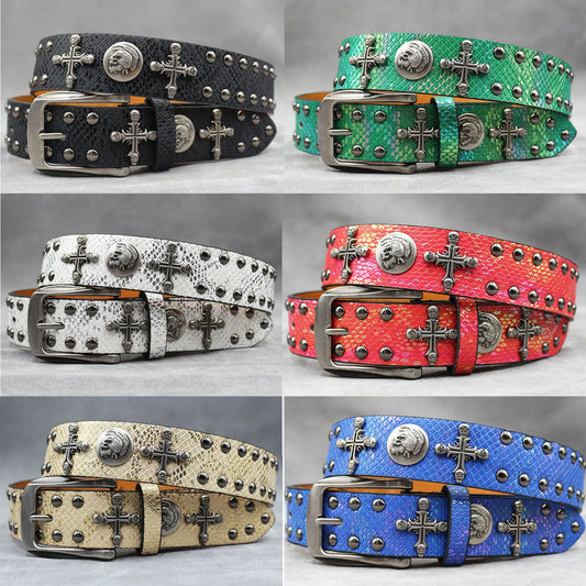 Rivet PU  Leather men's belt Fashion alloy belts Buckle luxury brand jeans belts for men business belt female belt