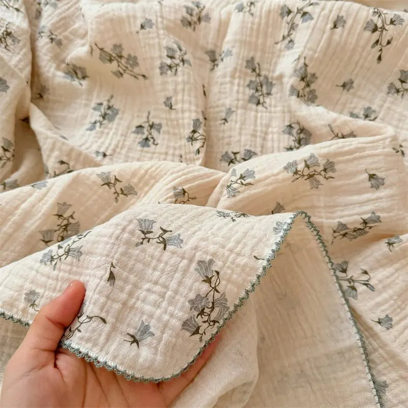 2Layer Blanket for Newborn Baby Floral Cotton Muslin Swaddle Thin Baby Summer Blanket Infant Toddler Baby Bath Towel100X100CM