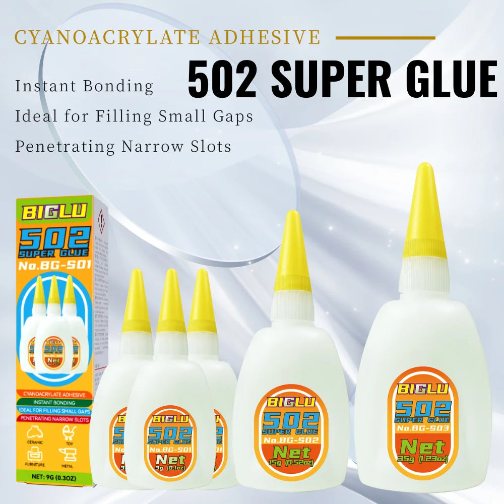 1-3pcs BIGLU 502 Super Glue Instant Quick-drying Cyanoacrylate Adhesive Leather Rubber Wood Metal Strong Bond Liquid Glue Tool
