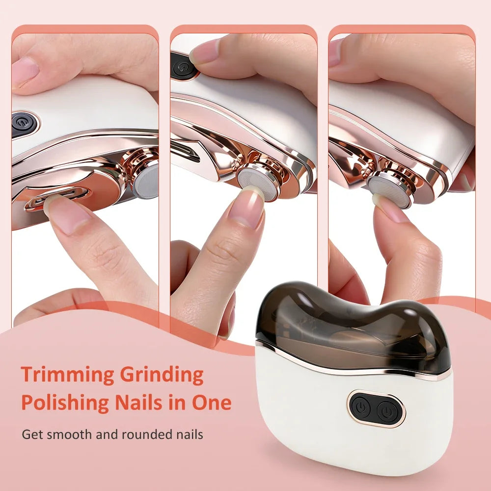 Electric Nail Clipper 2 in 1 Trimmer and Polisher 2 Speed Safety Nail Cutter Tool with LED Light Nail Dust Storage for Kid Adult