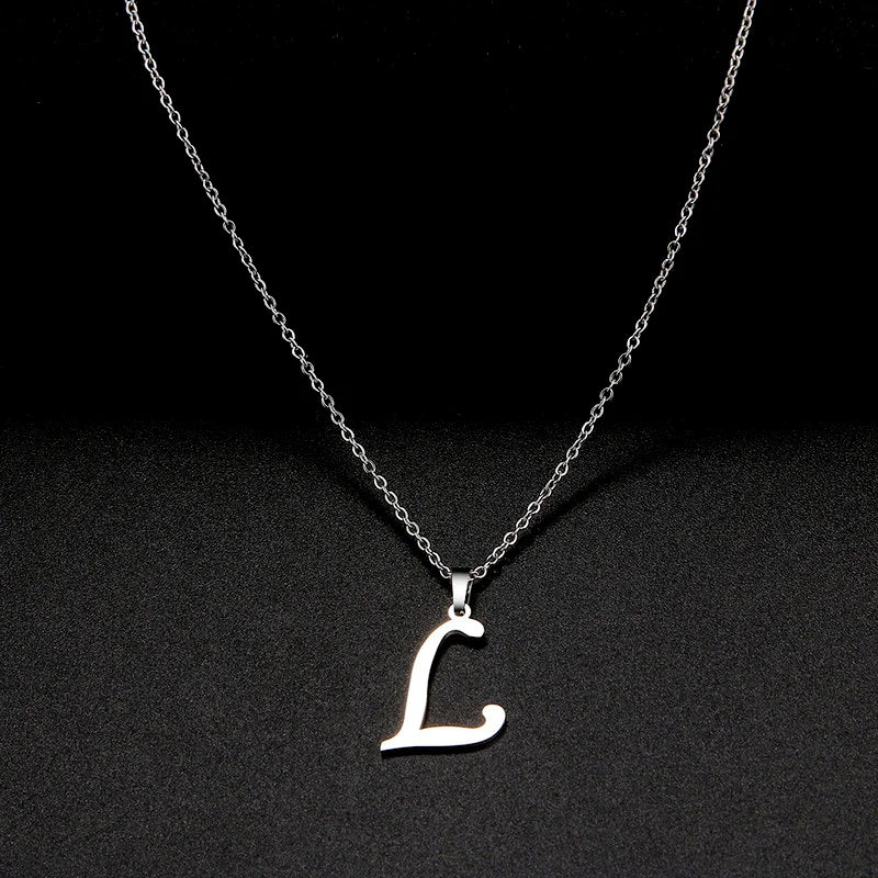 316L Stainless Steel Necklace A To Z 26 Letters Initial Minimalist Necklaces For Women Big Alphabet Pendant Gifts Jewelry gift