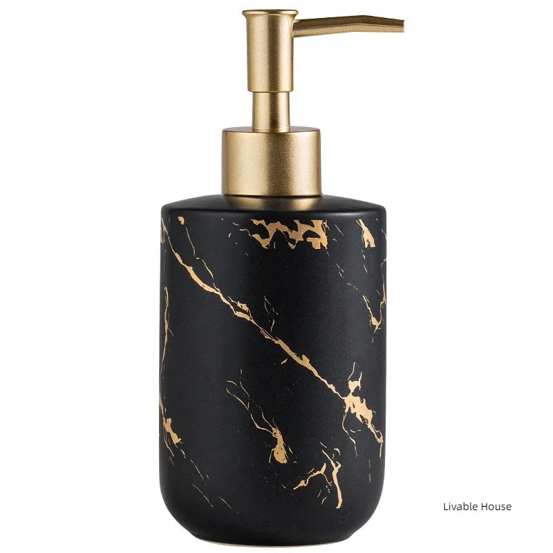 Marble Soap Dispenser Pump Bottle Ceramic Bathroom Accessory Set  Home Couple Mouthwash Cup Soap Dish Washing Tools Luxury