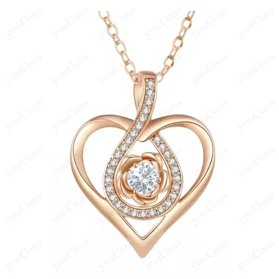 Birthstone Heart Pendant Necklaces For Women Girlfriend Mother Birthday Wedding Romantic Valentine Gift Christmas Day Jewelry