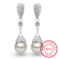 925 Sterling Silver Pearl Jewelry Natural Freshwater Pearl Drop Earrings For Women Silver Wedding Dangle Earring