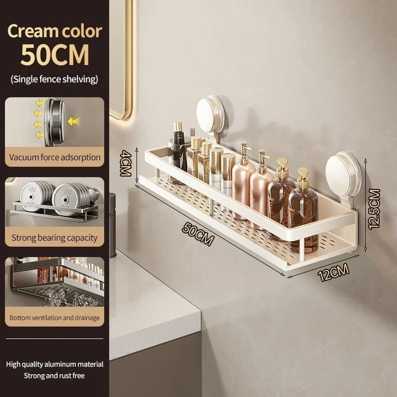 No-Drill Suction Cup storage rack Perforation-free bathroom washstand mounted wall white storage rack Kitchen storage
