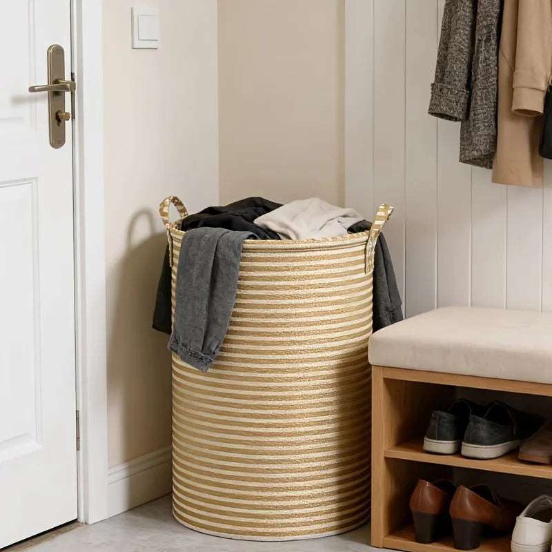 Large Capacity Collapsible Laundry Basket, Sturdy Handle, Holds Items, Portable Multifunctional Home Bin