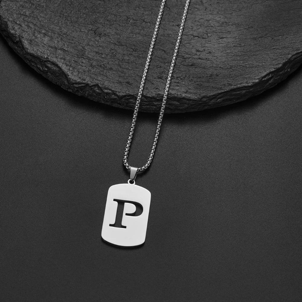 Delicate Initial Name Letters Charm Pendant Necklace For Men Alphabet A-Z Stainless Steel Jewelry Women 2024 Collar Hombre