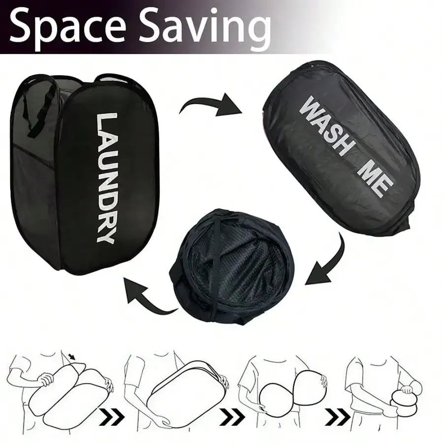 Collapsible Mesh Pop Up Laundry Basket Foldable Space-Saving Storage Basket Portable Dirty Clothes Organizer for Laundry Room