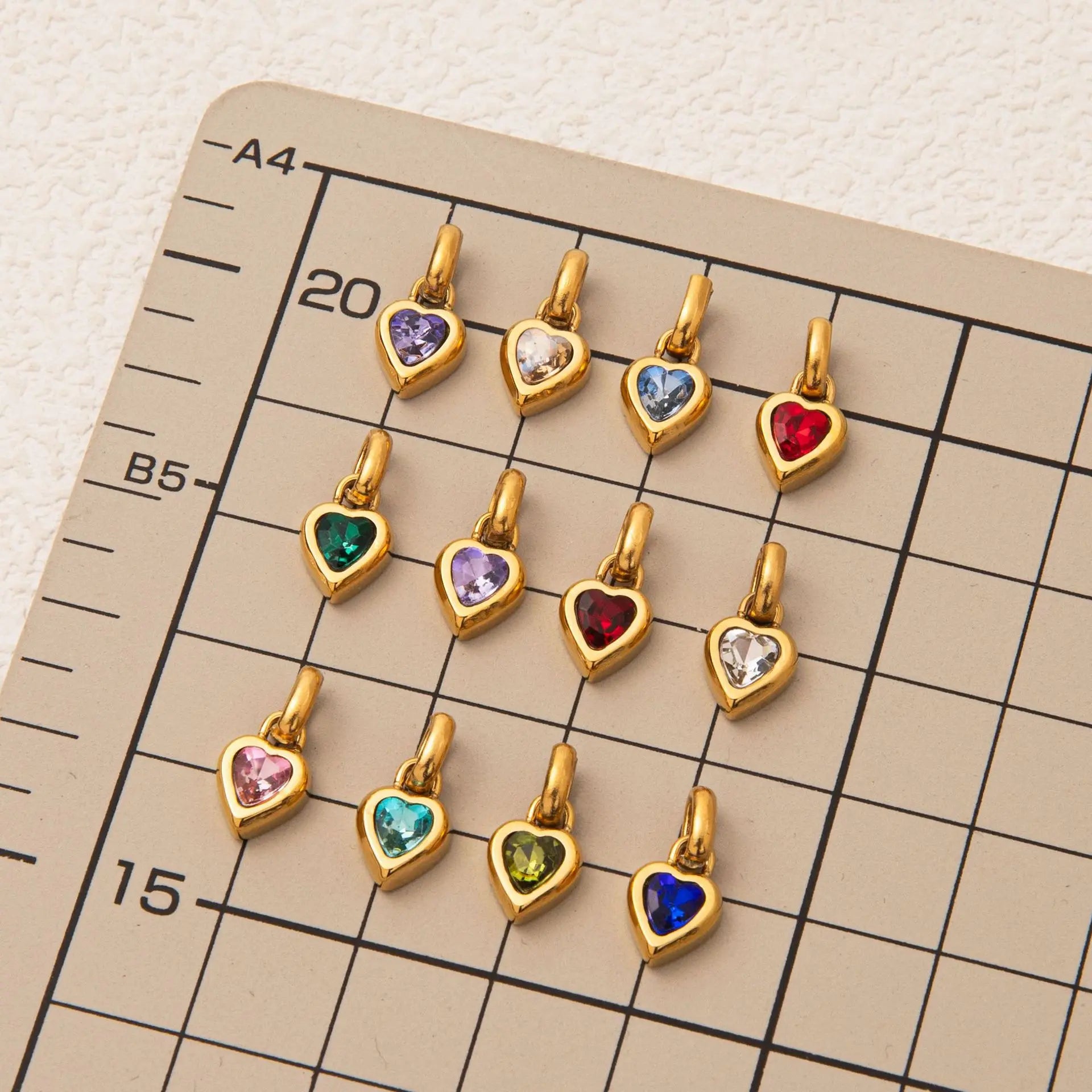Birthstone Charm Heart Pendant For Women Gold Color Stainless Steel Charm Necklace Bracelet DIY Making Accessories Dropshipping