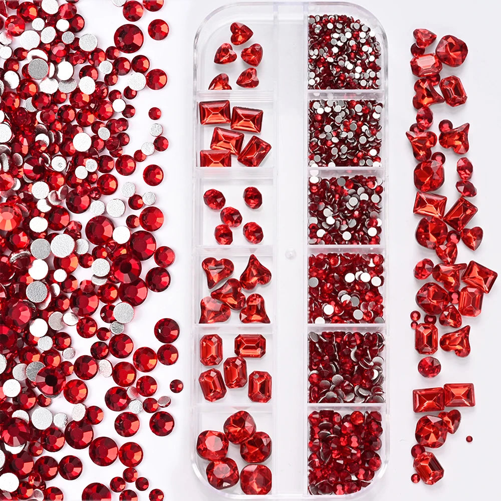 Nail Art Rhinestones Kit 2400pcs Nail Gems Ab Flatback Rhinestones Gems Stones with Storage Organizer for Design Bright Holiday