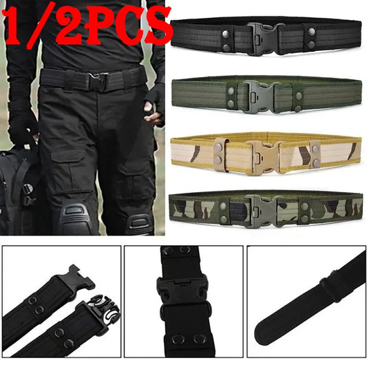 Neutral Wide Nylon Tactical Belt, Camouflage Oxford Cloth Design, Sturdy Waist Strap for Outdoor Mountaineering, Work & Training