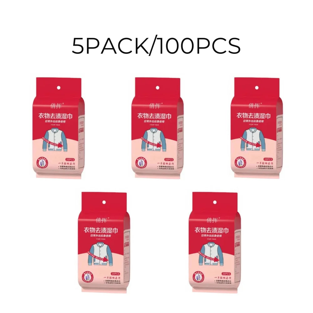 Disposable Clothing Stain Removal Wet Wipes Multi Functional Non Washing For Down Cotton Leather Jacket Stain Removing Wet Wipes