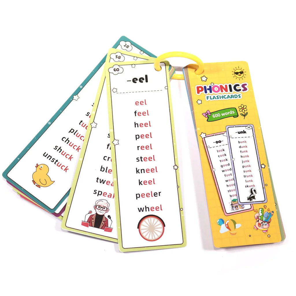 31 Sheets Flash Card 600 Words Phonics Children's Early Childhood Education Kit Portable Memory for Natural Phonics