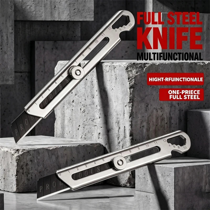 6 in 1 Stainless Steel Utility Knife with Thickened Metal Knife Holder Multifunctional Wallpaper Multifunctional Utility Knife