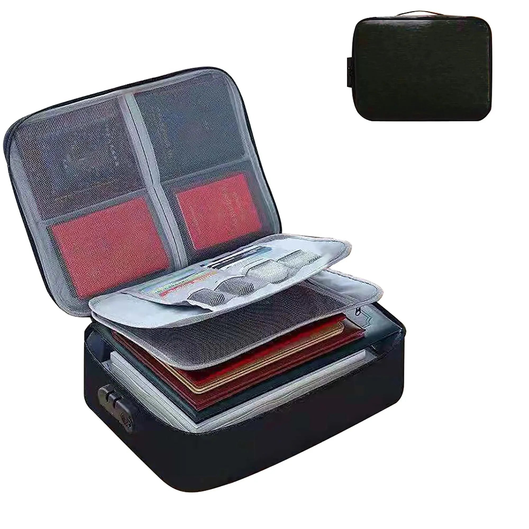 Document Organizer Briefcase 3-Layer Folder Holder Men's Women's Bag Cover Purse Passport Home Safe Functional File Storage Case