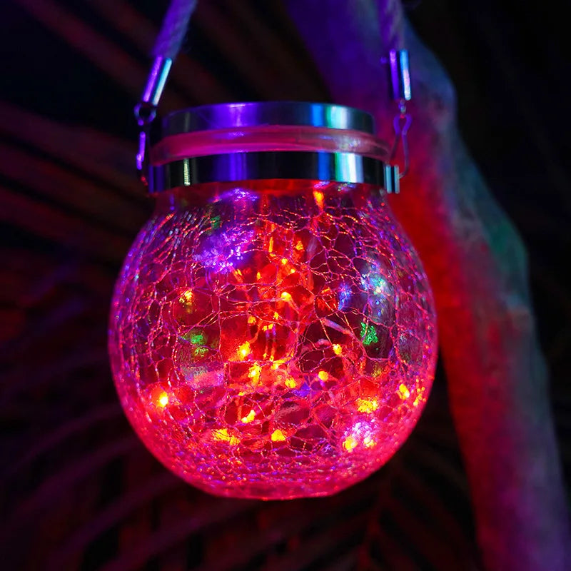 Solar Outdoor Lights Set: Garden Crack/Hanging Bottle Lights Xmas Mason Decor