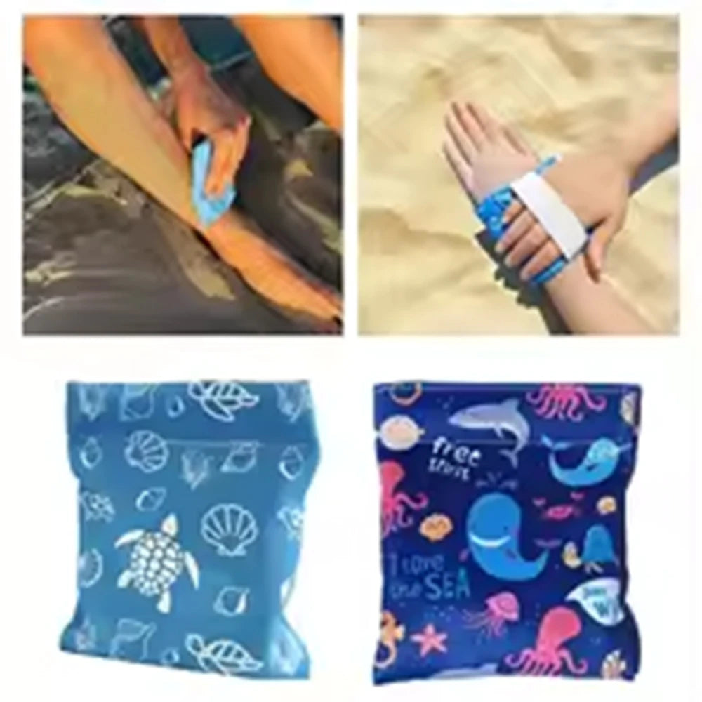 Beach Vacation Essentials Sand Remover Bag Magic Sand Wipe Off Mitt Travel Must Haves for Surfing Swimming Camping Gadgets