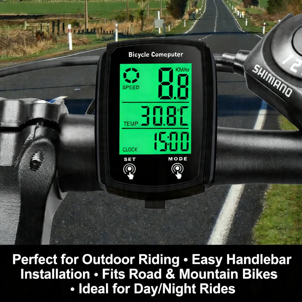 Bicycle Computer, Odometer, LCD Display, Cable Cycling Speedometer, Mountain Bike Speedometer, Bicycle Accessories