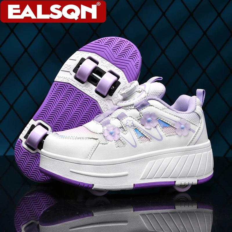 Roller Skates Kids Four Wheels With Sneakers for Girls' Detachable Roller Shoes Breathable Fashin Children Walking Shoes