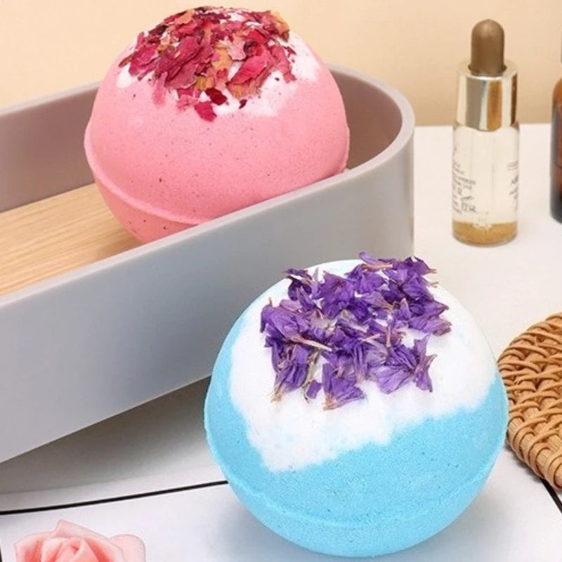 100g Dried Flower Bath Salt Ball Fizzy Bath Soak Hotel Essential Oil Aromatherapy Spa Bubble Bath Body Care Gift