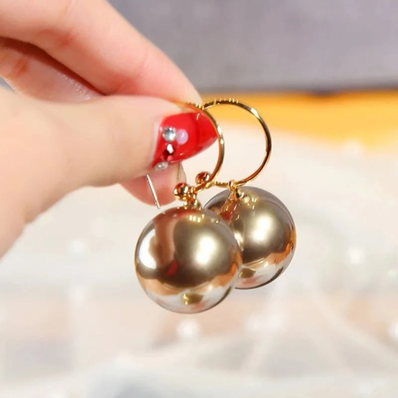 Fashion Exaggerated Large Round White Red Imitation Pearls Drop Earrings For Women Party Dangle Earrings Gift
