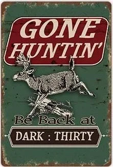 Hunting Sign Vintage Metal Sign Wooden House Wall Decor for Hunter Man Cave Gift Pistola  Metal Decorative 8 * 12 Inch