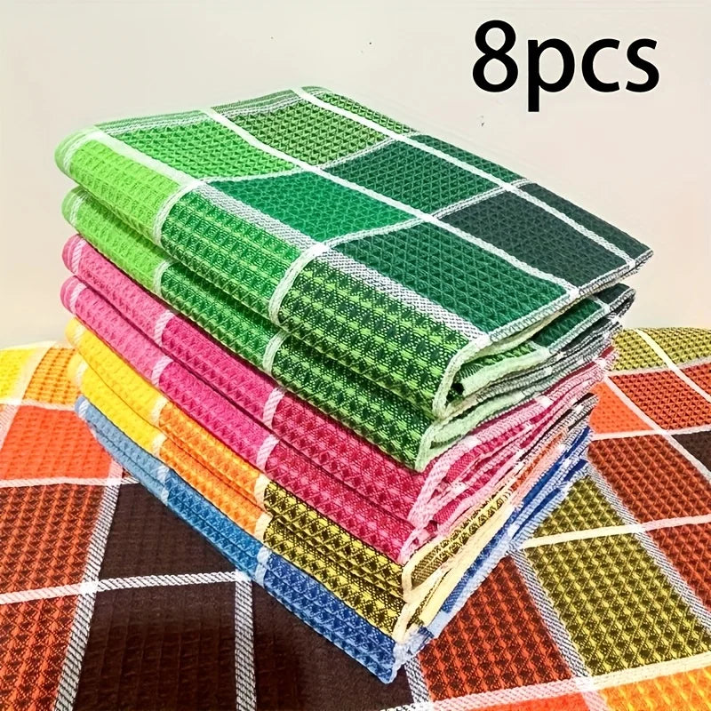 4/8pcs Large Kitchen Dish Towels - Super Soft, Highly Absorbent, Quick-Dry Cotton Towels with Bright Colors for  Home Use
