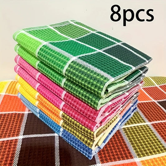 4/8pcs Large Kitchen Dish Towels - Super Soft, Highly Absorbent, Quick-Dry Cotton Towels with Bright Colors for  Home Use