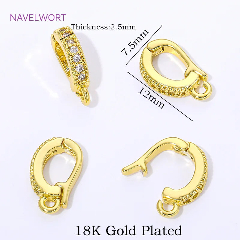 18K Gold Plated Hinged Necklace Enhancer,For Jewelry Making Supplies Pendant Bail Clasps Connector Fastener DIY Accessories