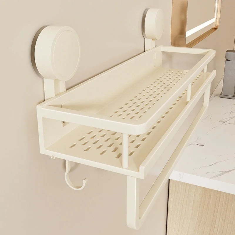No-Drill Suction Cup storage rack Perforation-free bathroom washstand mounted wall white storage rack Kitchen storage