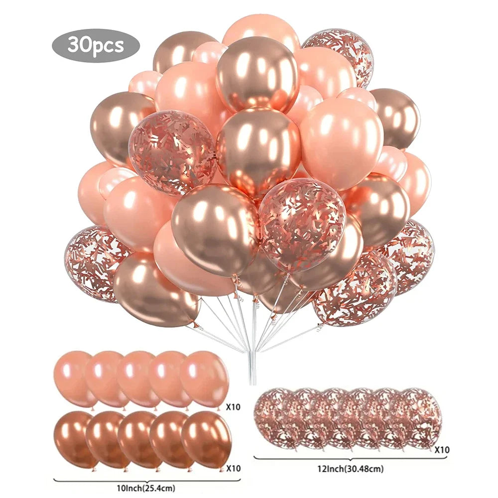 30Pcs 12 Inch White And Golden Balloons Pearl White Balloons Golden Confetti Balloons For Birthday Weddings Anniversary Party